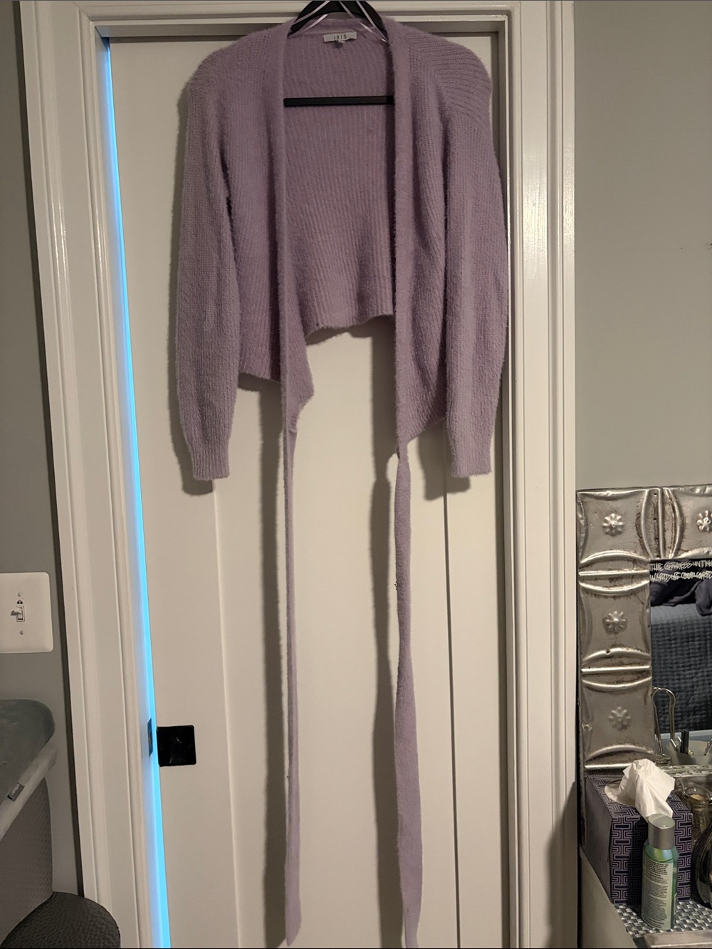 Knit Lavender Tie-Front Women's Cardigan